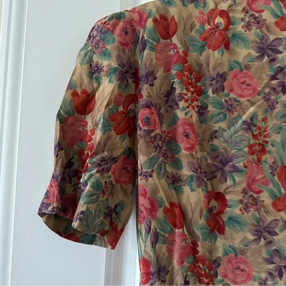 Vintage 70s Dawn Joy Brown Floral Button Up Dress Women’s Size Small Retro - Picture 10 of 16